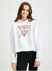 Guess Bílá dámská oversize mikina s kapucí Guess S