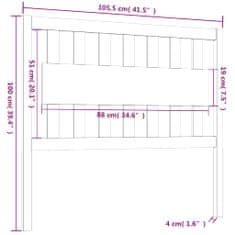 Greatstore Čelo postele černé 105,5 x 4 x 100 cm masivní borovice