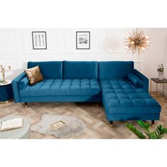 Invicta Interior (2678) COZY VELVET moderní pohovka, modrý samet 260 cm