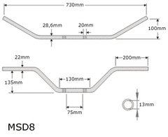 SEFIS řídítka a mosty 28,6mm Yamaha F - Barva řidítek : Matná modrá