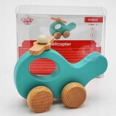 Tooky Toy TOOKY TOY Dřevěná tlačná helikoptéra pro děti