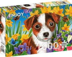 ENJOY Puzzle Štěňátko v zahradě 1000 dílků