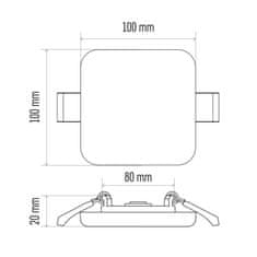 Emos EMOS Lighting LED panel 100×100, čtvercový vestavný bílý, 8W neutr.b.,IP65 1540210820