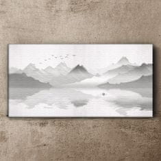 COLORAY.CZ Obraz na plátně Abstrakce Jezero hory ptáků 100x50 cm