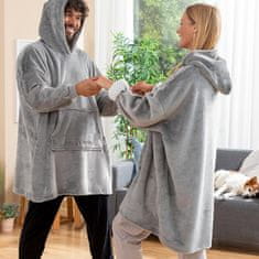 Northix Pohodlná mikina s kapucí, oversized - unisex - šedá 