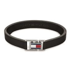 Tommy Hilfiger Černý kožený náramek s ocelovým zapínáním 2790429