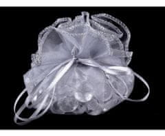 Kraftika 5ks (32cm) stříbrná dárkový pytlík 30; 32cm organza s