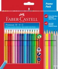 Faber-Castell Pastelky akvarelové Colour Grip 18 barevné set+4 Grip neon+2grafitové tužky Grip