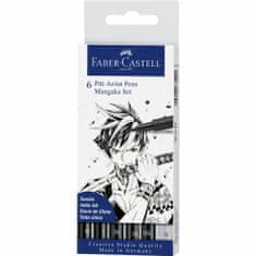 Faber-Castell PITT umělecké fixy Manga Black set, 6ks (B,SB,M,SC,S,XS)