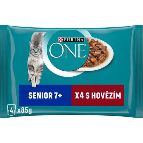 Purina ONE SENIOR 7+ multipack hovězí ve šťávě 48x85 g