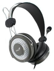 Genius HS-04SU - uzavřená sluchátka, 3.5mm jack, černá/stříbrná, mikrofon, regulace hlasitosti na kabelu