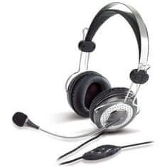 Genius HS-04SU - uzavřená sluchátka, 3.5mm jack, černá/stříbrná, mikrofon, regulace hlasitosti na kabelu