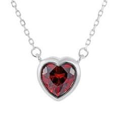NUBIS Stříbrný náhrdelník srdce červené