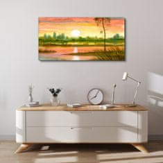 COLORAY.CZ Obraz na plátně Akvarel Sunset Tree 100x50 cm