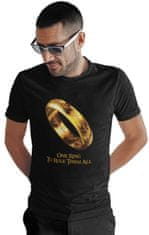 CurePink Pánské tričko Lord Of The Rings|Pán prstenů: One Ring To Rule Them All (L) černá bavlna
