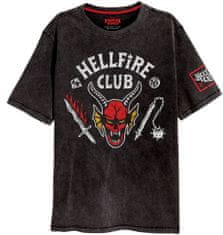 CurePink Pánské tričko Netflix|Stranger Things: Hellfire Crest (L) černá bavlna
