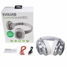 Evolveo SupremeSound 8EQ, Bluetooth sluchátka s mikrofonem, reproduktorem a ekvalizérem 2v1, stříbrná