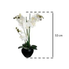 Atmosphera Umělá orchidej v černém květináči, bílá orchidej, výš. 53 cm