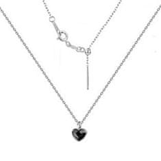 NUBIS Minimalistický stříbrný náhrdelník se srdcem Crystals from Swarovski Jet Black
