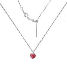 NUBIS Minimalistický stříbrný náhrdelník se srdcem Crystals from Swarovski Royal Red