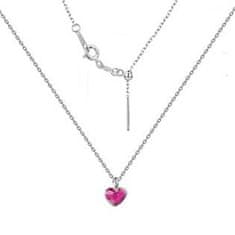 NUBIS Minimalistický stříbrný náhrdelník se srdcem Crystals from Swarovski Fuchsia