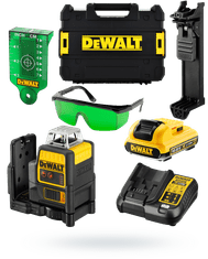 DeWalt Křížový čárový laser 10,8V zelený 30m DCE0811D1G