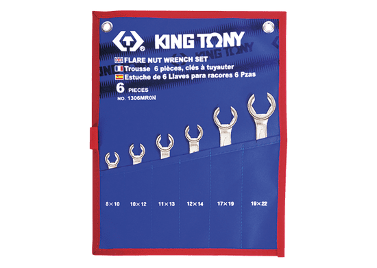 KING TONY TOOLS Sada klíčů na brzdové hadice 6dílná 8-22mm