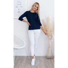 Lental Dámský top s 3/4 rukávem Giovanna - Color : Navy Blue XL (extra large)