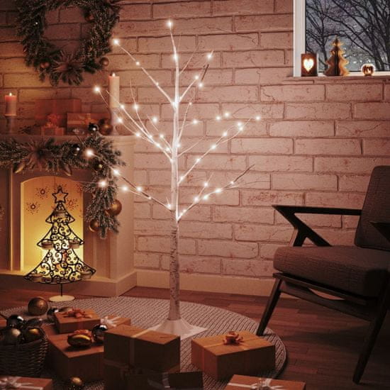 Greatstore Bílá bříza 48 teplých bílých LED diod 120 cm