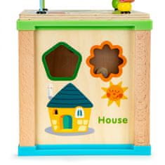 EcoToys Dřevěná edukační kostka House hnědá