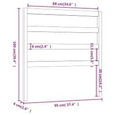 Vidaxl Čelo postele šedá 95 x 4 x 100 cm masivní borovice