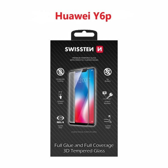 SWISSTEN Sklo Swissten Ultra Durable 3D Full Glue Glass Pro Huawei Y6P Černé