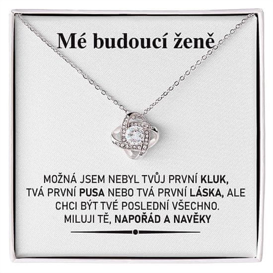 Lovilion Dámsky náhrdelník se zirkoniovými krystaly a kartička se zprávou "Mé budoucí ženě", Dárek k Valentýnu, Valentýn 2024, Dárek na Valentýna | RIVEN