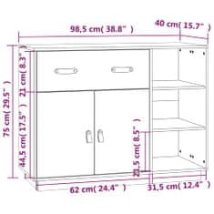 Greatstore Příborník medově hnědý 98,5 x 40 x 75 cm masivní borové dřevo