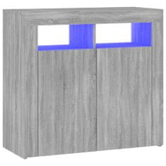 Vidaxl Příborník s LED osvětlením šedý sonoma 80 x 35 x 75 cm