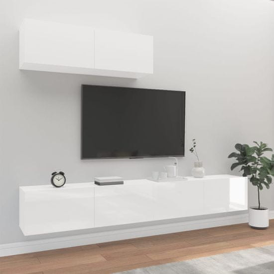 Vidaxl 3dílný set TV skříněk bílý s vysokým leskem kompozitní dřevo