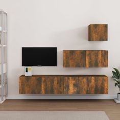 Greatstore 4dílný set TV skříněk kouřový dub kompozitní dřevo