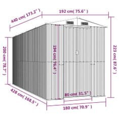 Greatstore Zahradní kůlna tmavě hnědá 192 x 440 x 223 cm pozinkovaná ocel