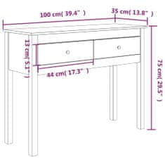 Vidaxl Konzolový stolek medově hnědý 100x35x75 cm masivní borové dřevo