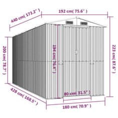 Greatstore Zahradní kůlna světle šedá 192 x 440 x 223 cm pozinkovaná ocel