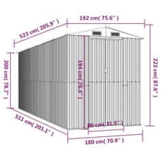 Greatstore Zahradní kůlna antracitová 192 x 523 x 223 cm pozinkovaná ocel