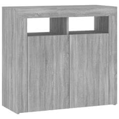 Greatstore Příborník s LED osvětlením šedý sonoma 80 x 35 x 75 cm