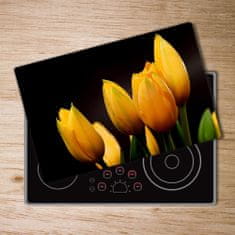 Wallmuralia Deska na krájení skleněná Žluté tulipány 80x52 cm