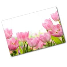 Wallmuralia Deska na krájení skleněná Růžové tulipány 2x40x52 cm