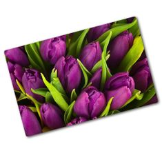 Wallmuralia Deska na krájení tvrzená Fialové tulipány 2x40x52 cm