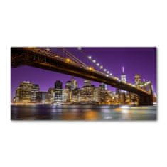 Wallmuralia Foto obraz skleněný horizontální Manhattan noc 100x70 cm 4 úchytky