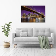 Wallmuralia Foto obraz skleněný horizontální Manhattan noc 100x70 cm 2 úchytky