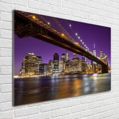 Wallmuralia Foto obraz skleněný horizontální Manhattan noc 100x70 cm 4 úchytky