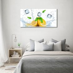 Wallmuralia Foto obraz skleněný horizontální Citrony s ledem 100x50 cm 2 úchytky