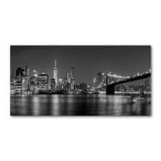 Wallmuralia Foto obraz fotografie na skle Manhattan noc 100x50 cm 2 úchytky